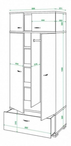 Шкаф платяной Домино КС-20 в Глазове - glazov.mebel24.online | фото 3