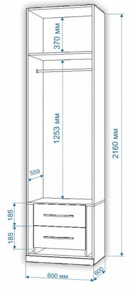 Шкаф платяной Нобиле Пл-60/60 в Глазове - glazov.mebel24.online | фото 2