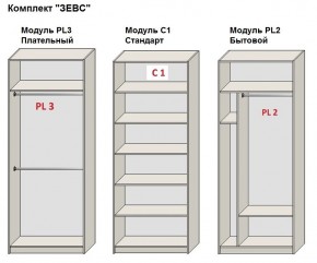 Шкаф распашной серия «ЗЕВС» (PL3/С1/PL2) Серый камень/Небраска натуральный в Глазове - glazov.mebel24.online | фото 2