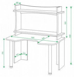 Стол компьютерный Домино Lite СКЛ-Игр140+НКИЛ140ВЛ в Глазове - glazov.mebel24.online | фото 3