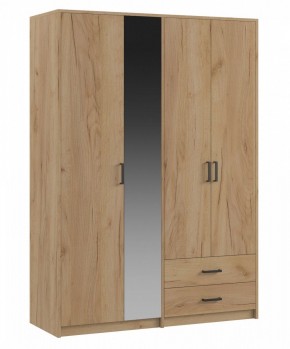 СВЕТЛАНА LOFT Шкаф 4 двери с зеркалом (дуб золотой) в Глазове - glazov.mebel24.online | фото 1