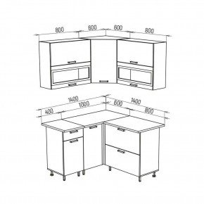 ТЕХНО Кухонный гарнитур угловой 1,4х1,4 м Компоновка №2 в Глазове - glazov.mebel24.online | фото 8