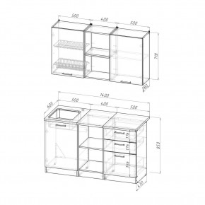 ТОМИЛЛА Кухонный гарнитур Медиум 4 (1400 мм ) в Глазове - glazov.mebel24.online | фото 2