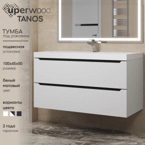 Тумба под раковину Uperwood Tanos 100 см, подвесная, белая/графит в Глазове - glazov.mebel24.online | фото 3