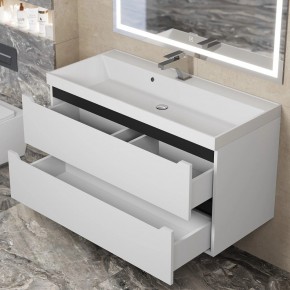 Тумба под раковину Uperwood Tanos 100 см, подвесная, белая/графит в Глазове - glazov.mebel24.online | фото 9