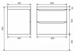 Тумба под раковину Uperwood Tanos 60 см, подвесная, белая/графит в Глазове - glazov.mebel24.online | фото 6