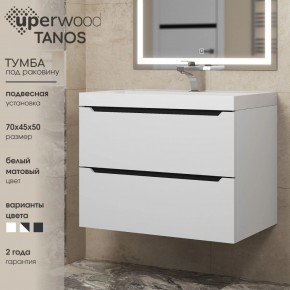 Тумба под раковину Uperwood Tanos 70 см, подвесная, белая/графит в Глазове - glazov.mebel24.online | фото 3