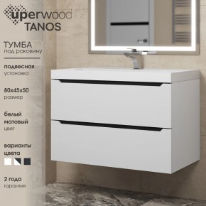 Тумба под раковину Uperwood Tanos 80 см, подвесная, белая/графит в Глазове - glazov.mebel24.online | фото 3