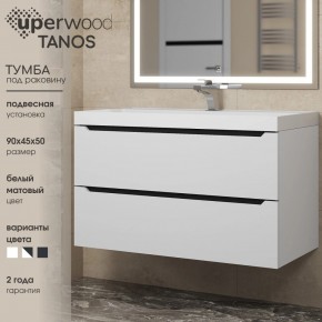 Тумба под раковину Uperwood Tanos 90 см, подвесная, белая/графит в Глазове - glazov.mebel24.online | фото 3