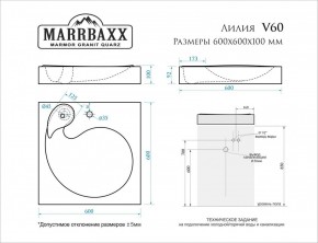 Умывальник над стиральной машиной (600*600х100) Лилия V60 (белый) с кронштейном без сифона (V60) в Глазове - glazov.mebel24.online | фото 2